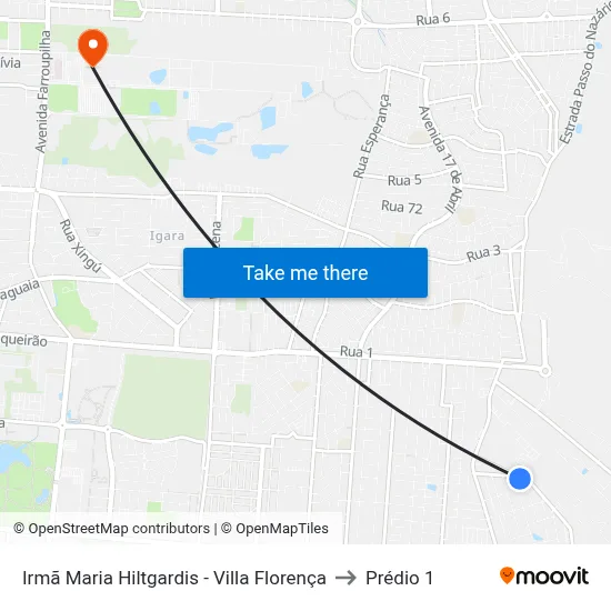 Irmã Maria Hiltgardis - Villa Florença to Prédio 1 map