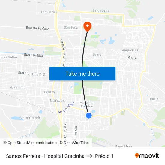 Santos Ferreira - Hospital Gracinha to Prédio 1 map