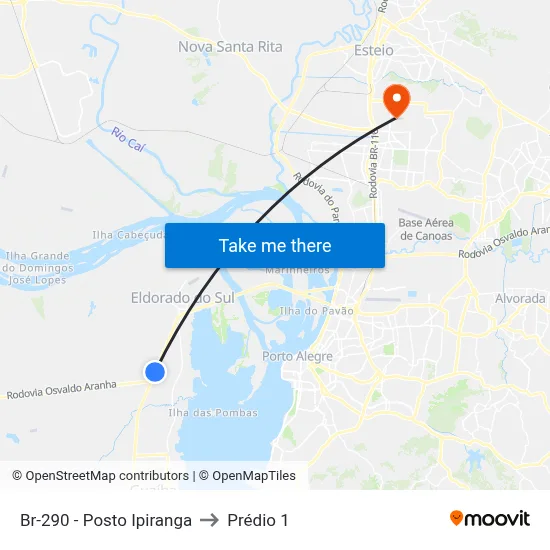 Br-290 - Posto Ipiranga to Prédio 1 map