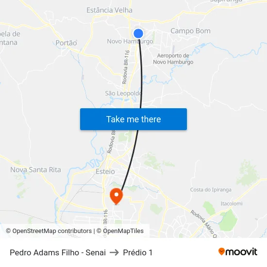 Pedro Adams Filho - Senai to Prédio 1 map