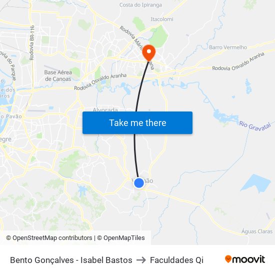 Bento Gonçalves - Isabel Bastos to Faculdades Qi map