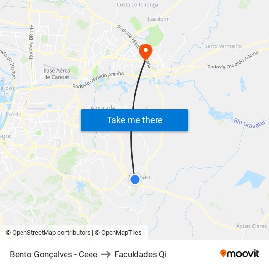 Bento Gonçalves - Ceee to Faculdades Qi map