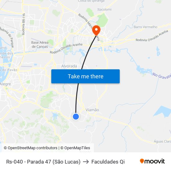 Rs-040 - Parada 47 (São Lucas) to Faculdades Qi map