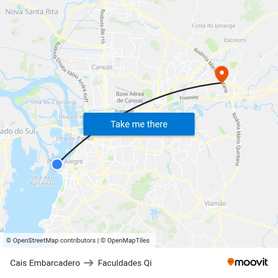 Cais Embarcadero to Faculdades Qi map