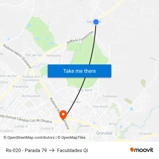 Rs-020 - Parada 79 to Faculdades Qi map