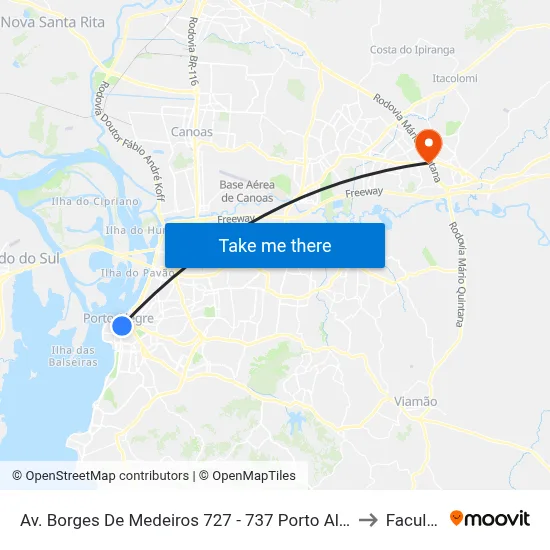 Av. Borges De Medeiros 727 - 737 Porto Alegre Rio Grande Do Sul. 90020-021 Brasil to Faculdades Qi map