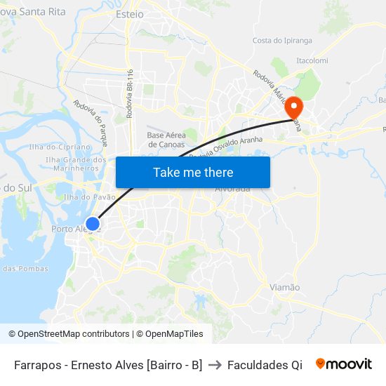 Farrapos - Ernesto Alves [Bairro - B] to Faculdades Qi map