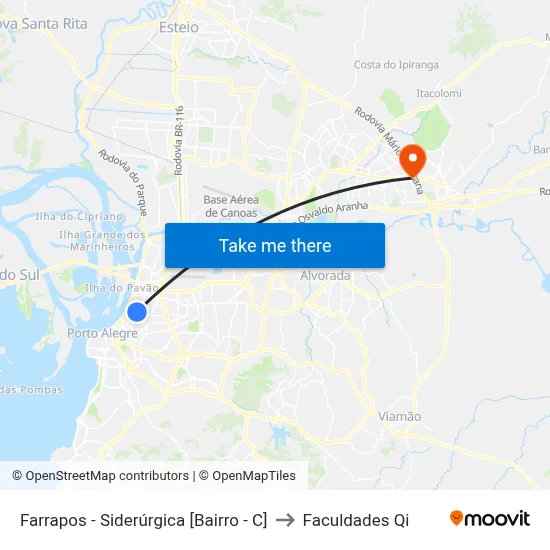 Farrapos - Siderúrgica [Bairro - C] to Faculdades Qi map