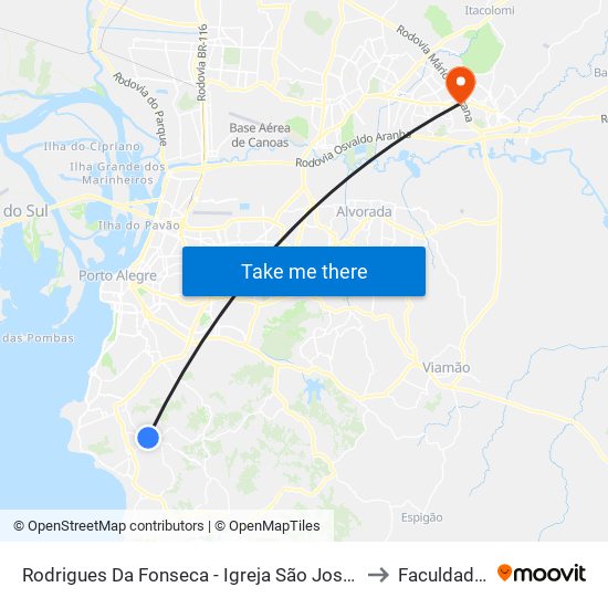 Rodrigues Da Fonseca - Igreja São José Da Vila Nova to Faculdades Qi map
