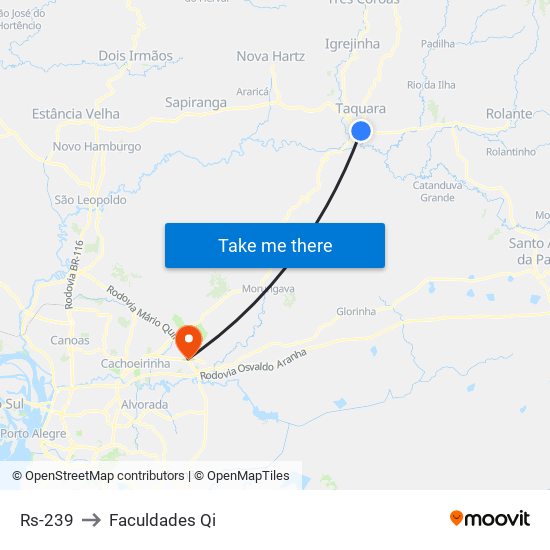 Rs-239 to Faculdades Qi map