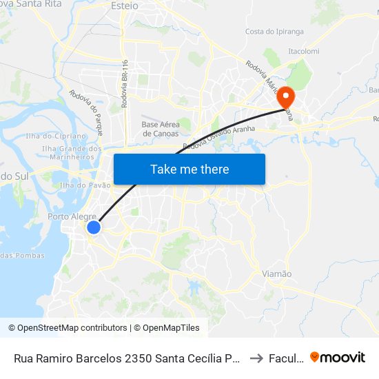 Rua Ramiro Barcelos 2350 Santa Cecília Porto Alegre - Rio Grande Do Sul 90035-903 Brasil to Faculdades Qi map