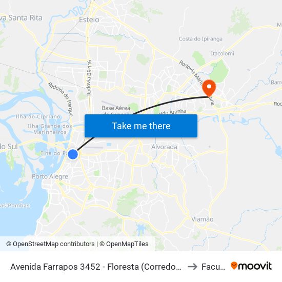 Avenida Farrapos 3452 - Floresta (Corredor Bc) - Navegantes Porto Alegre - Rs 90220-006 Brasil to Faculdades Qi map