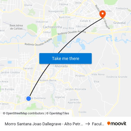 Morro Santana Joao Dallegrave - Alto Petrópolis Porto Alegre - Rs 91240-200 Brasil to Faculdades Qi map