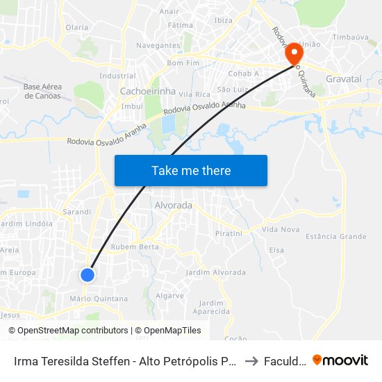 Irma Teresilda Steffen - Alto Petrópolis Porto Alegre - Rs 91240-470 Brasil to Faculdades Qi map