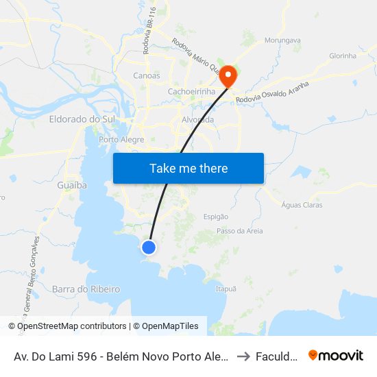 Av. Do Lami 596 - Belém Novo Porto Alegre - Rs 91780-118 Brasil to Faculdades Qi map