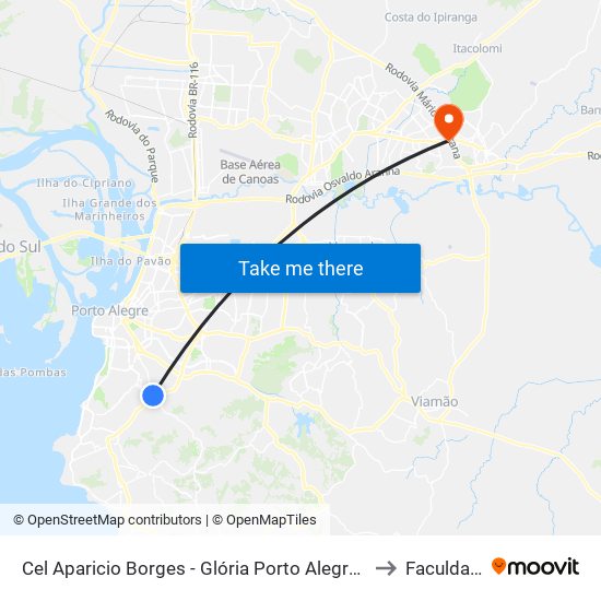 Cel Aparicio Borges - Glória Porto Alegre - Rs 91710-002 Brasil to Faculdades Qi map