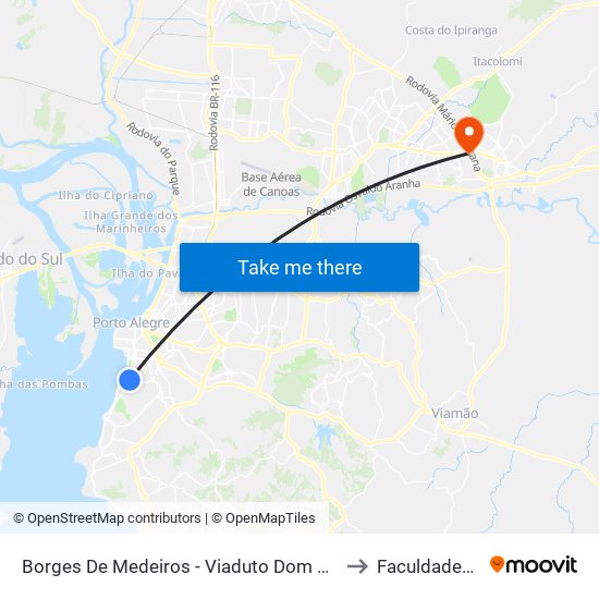 Borges De Medeiros - Viaduto Dom Pedro I to Faculdades Qi map