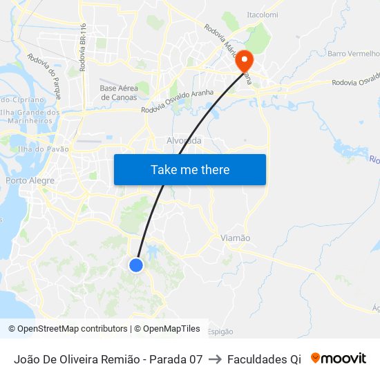 João De Oliveira Remião - Parada 07 to Faculdades Qi map