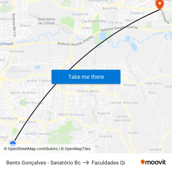 Bento Gonçalves - Sanatório Bc to Faculdades Qi map