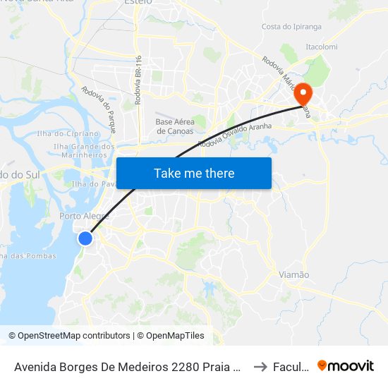 Avenida Borges De Medeiros 2280 Praia De Belas Porto Alegre - Rs 90110-150 Brasil to Faculdades Qi map