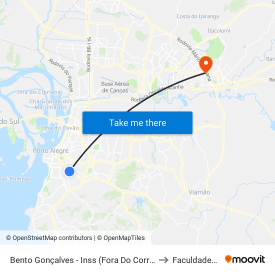 Bento Gonçalves - Inss (Fora Do Corredor) to Faculdades Qi map