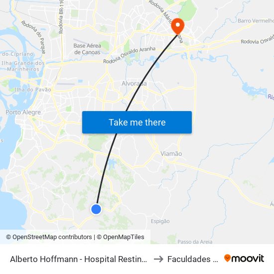 Alberto Hoffmann - Hospital Restinga to Faculdades Qi map