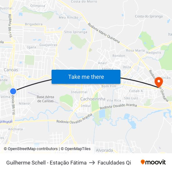 Guilherme Schell - Estação Fátima to Faculdades Qi map