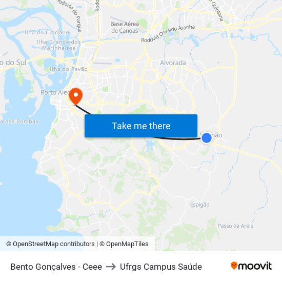 Bento Gonçalves - Ceee to Ufrgs Campus Saúde map
