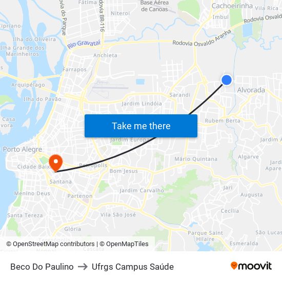 Beco Do Paulino to Ufrgs Campus Saúde map