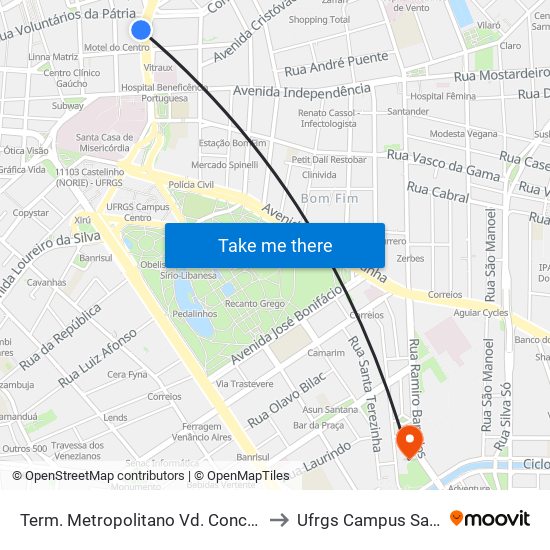 Term. Metropolitano Vd. Conceição to Ufrgs Campus Saúde map