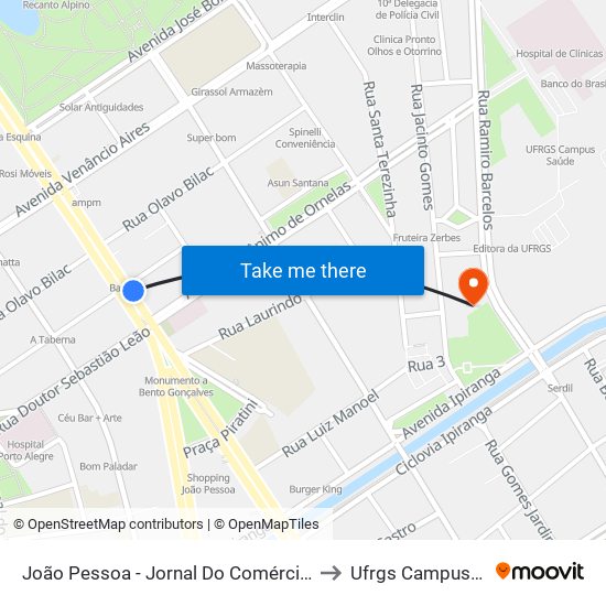 João Pessoa - Jornal Do Comércio (Lotação) to Ufrgs Campus Saúde map