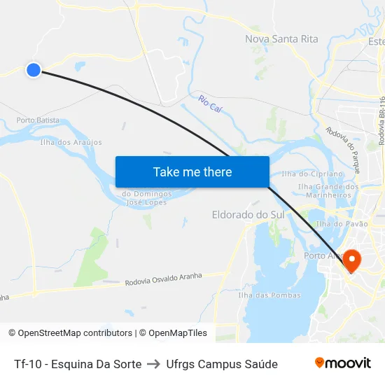 Tf-10 - Esquina Da Sorte to Ufrgs Campus Saúde map