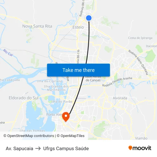 Av. Sapucaia to Ufrgs Campus Saúde map
