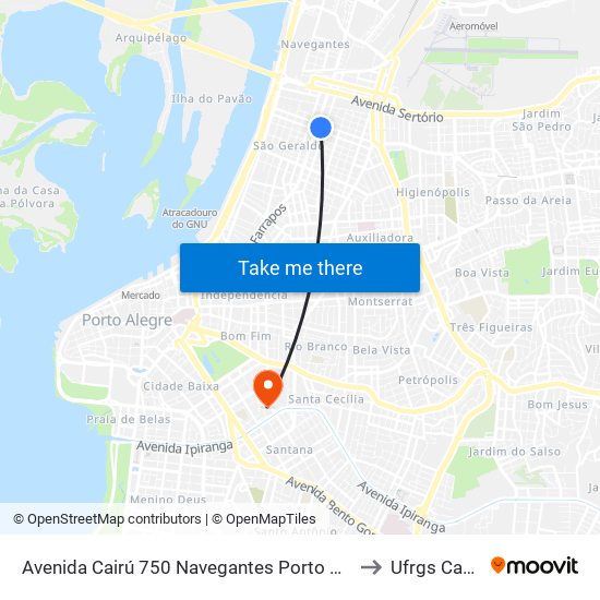 Avenida Cairú 750 Navegantes Porto Alegre - Rio Grande Do Sul 90230 Brasil to Ufrgs Campus Saúde map
