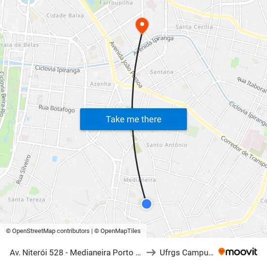 Av. Niterói 528 - Medianeira Porto Alegre - Rs Brasil to Ufrgs Campus Saúde map