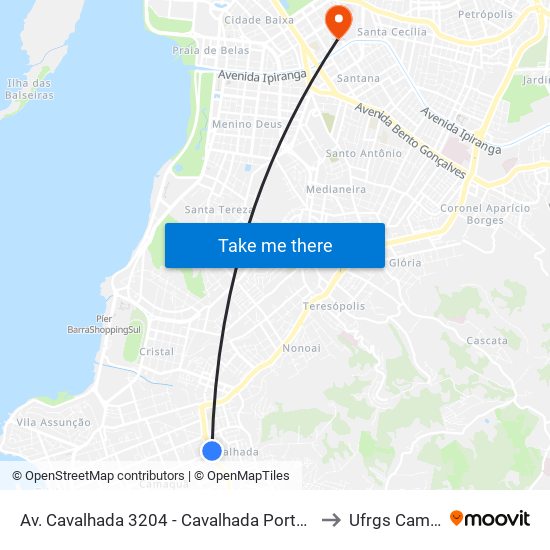 Av. Cavalhada 3204 - Cavalhada Porto Alegre - Rs 91740-001 Brasil to Ufrgs Campus Saúde map