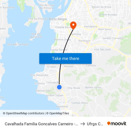 Cavalhada Familia Goncalves Carneiro - Cavalhada Porto Alegre - Rs 91920-260 Brasil to Ufrgs Campus Saúde map