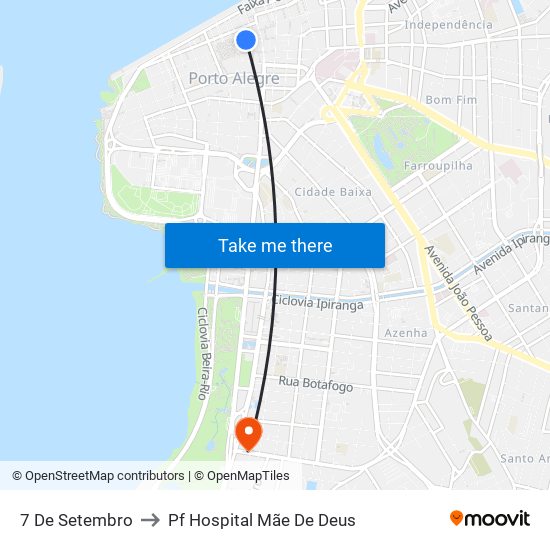 7 De Setembro to Pf Hospital Mãe De Deus map