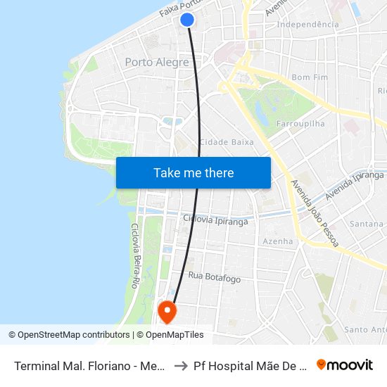 Terminal Mal. Floriano - Mercado to Pf Hospital Mãe De Deus map