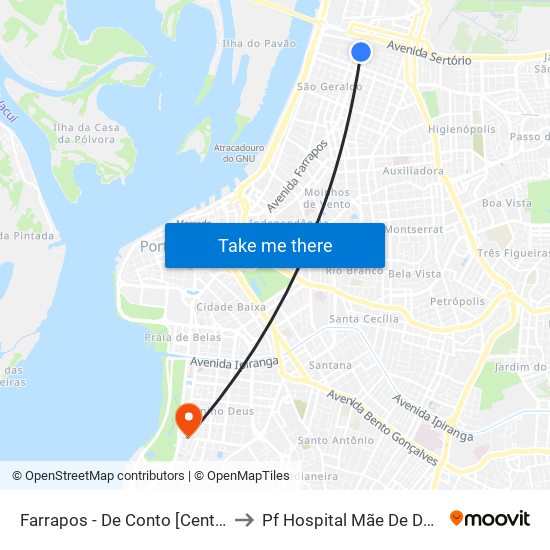 Farrapos - De Conto [Centro] to Pf Hospital Mãe De Deus map