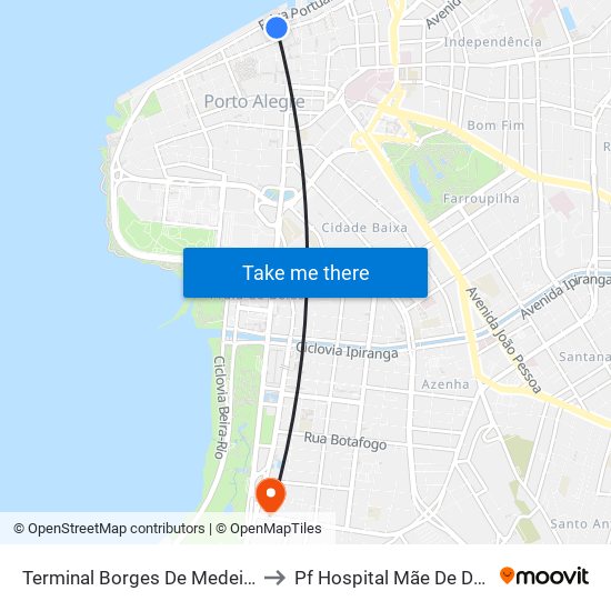 Terminal Borges De Medeiros to Pf Hospital Mãe De Deus map