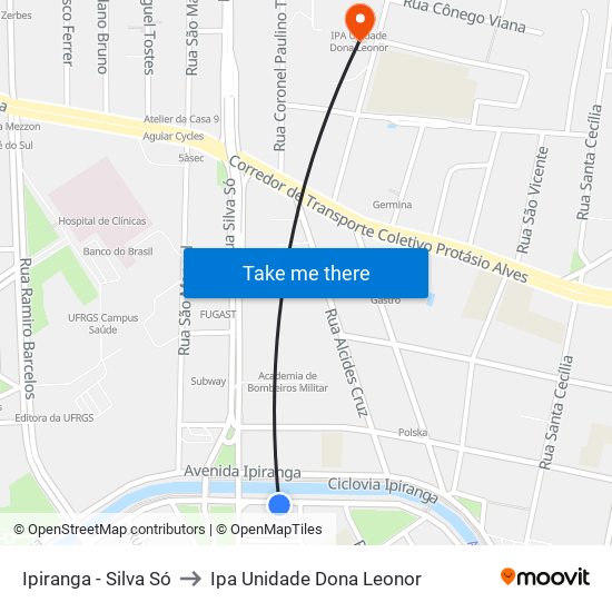 Ipiranga - Silva Só to Ipa Unidade Dona Leonor map