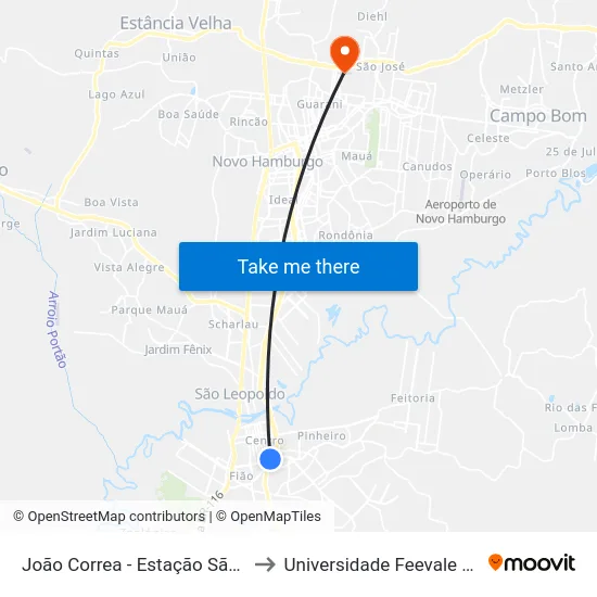 João Correa - Estação São Leopoldo to Universidade Feevale Campus II map