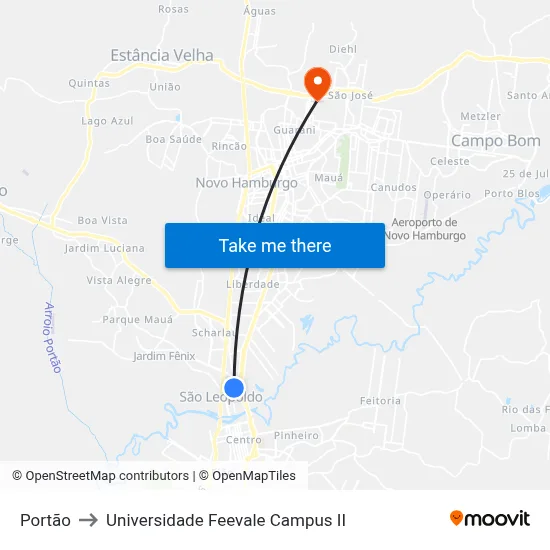 Portão to Universidade Feevale Campus II map