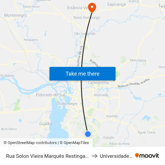 Rua Solon Vieira Marquês Restinga Porto Alegre - Rio Grande Do Sul 91791 Brasil to Universidade Feevale Campus II map