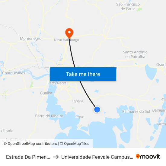 Estrada Da Pimenta to Universidade Feevale Campus II map