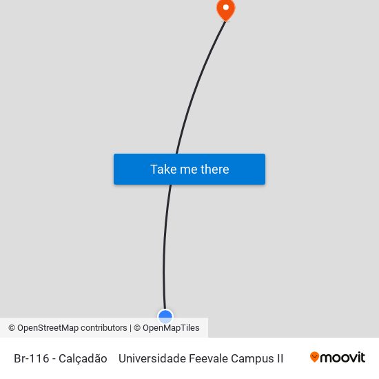 Br-116 - Calçadão to Universidade Feevale Campus II map