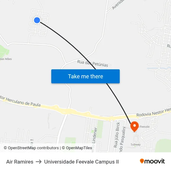 Air Ramires to Universidade Feevale Campus II map