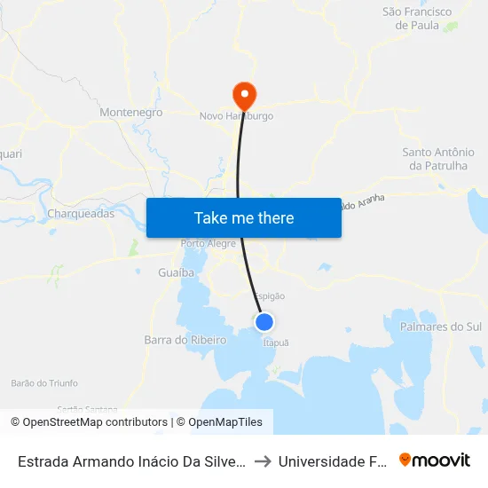 Estrada Armando Inácio Da Silveira 7635 Porto Alegre - Rs Brasil to Universidade Feevale Campus II map