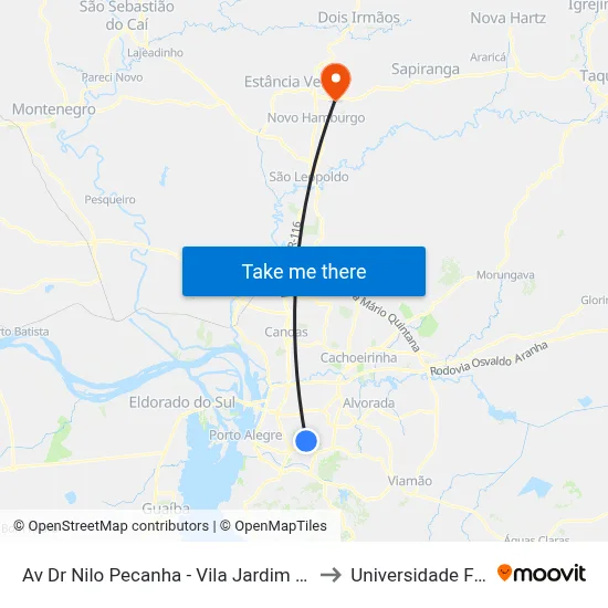 Av Dr Nilo Pecanha - Vila Jardim Porto Alegre - Rs 90470-001 Brasil to Universidade Feevale Campus II map
